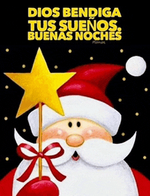 dios bendiga tus suenos buenas noches is written above a picture of santa