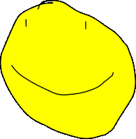 a drawing of a yellow smiley face with two eyes and a mouth