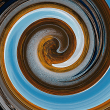 a painting of a swirl with blue and brown colors