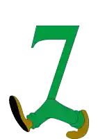 a cartoon drawing of a person 's legs with the number 7 on it