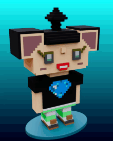 a cartoon character wearing a black shirt with a diamond on it