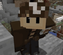 a close up of a minecraft character wearing a hat and sunglasses .