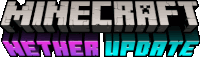 a logo for the minecraft nether update is shown on a white background