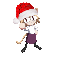 a cartoon character with glasses and a santa hat