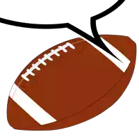 a cartoon drawing of a football with a speech bubble coming out of it