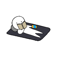 a cartoon character is laying on a blanket reading a book .