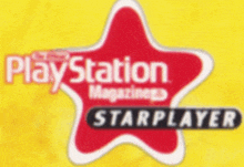 a playstation magazine starplayer logo with a red star