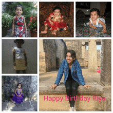 a collage of photos with the words happy birthday riya