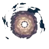 a pixel art illustration of a hurricane with a white center