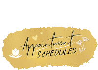 a gold sign that says appointment scheduled