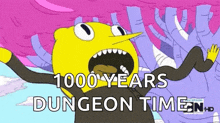 a cartoon character with the words 1000 years dungeon time on it