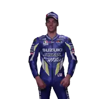 a man wearing a suzuki ecstar nyalakan nyali suit