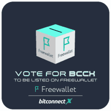 a sign that says vote for bcck to be listed on free wallet