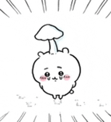 a cartoon drawing of a mushroom with a face and a mushroom on top of it .