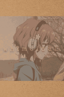 a picture of a girl wearing headphones with the words whimsical written below her