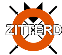 a logo for zitterd shows a circle with knives in it