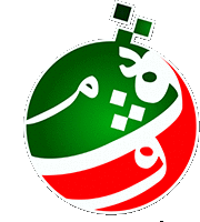 a green and red circle with arabic writing on it .