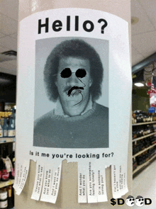 a poster that says hello on it