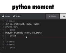 a screen shot of a program that says " python moment " at the top