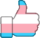 a pixel art thumbs up sign with a transgender flag .