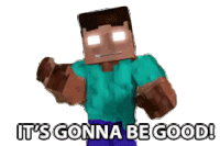 a minecraft character with the words it 's gonna be good below him