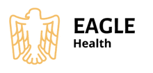 a logo for eagle health shows an eagle with its wings spread