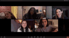 a group of women are having a video call and one of them is named harley