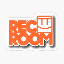 a sticker that says rece room in orange letters