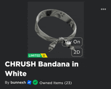 a picture of a bandana with the words chrush bandana in white on it