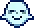 a pixel art drawing of a ghost with a smiley face .