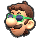 a close up of a cartoon character 's face wearing sunglasses .