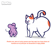 a cartoon drawing of a cat and a mouse with the words " bonco " on the top