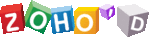 the word zoho is written in a variety of colors on a white background .