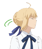 a blonde haired anime girl with a blue bow tie