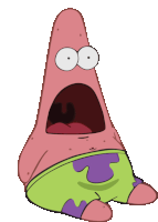 patrick star from spongebob squarepants looks surprised with his mouth open