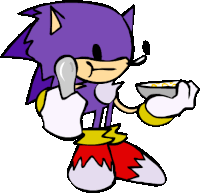 a cartoon of sonic the hedgehog eating cereal with a spoon