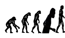 a silhouette of a man in a black shirt is shown in a series of stages of evolution