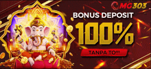 a poster that says bonus deposit 100 % on it