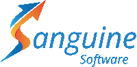 a logo for anguine software with a blue arrow