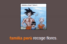 a picture of a cartoon character with the words familia peru recoge flores below it