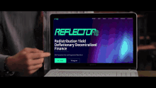 a person is pointing at the screen of a laptop that says lector2 on it