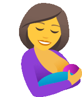 a woman in a purple shirt is breastfeeding her baby