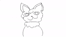 a black and white drawing of a cat with a collar