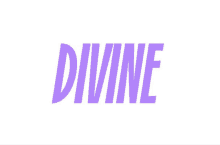 the word divine is written in purple letters on a white background