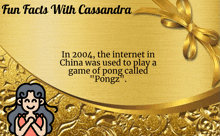 a gold background with the words fun facts with cassandra written on it