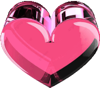 a pink glass heart with a black border