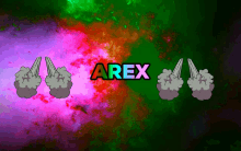 a colorful background with the word arex on it