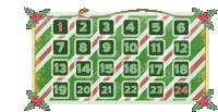 a christmas calendar with numbers 1 through 24