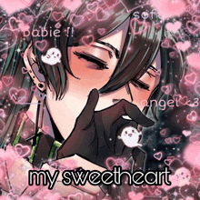 a drawing of a girl with the words " my sweetheart " written on it