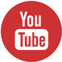 a red circle with the words you tube in white letters